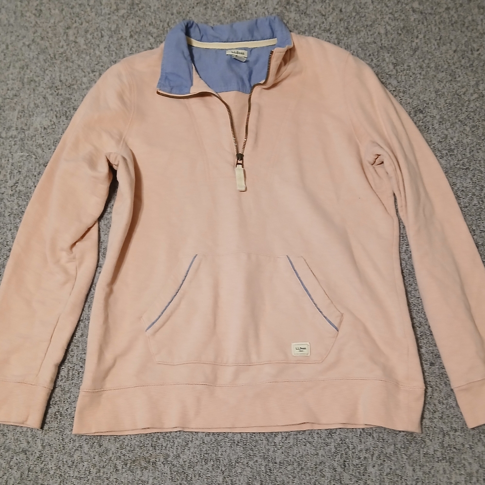 L.L. Bean Peach Pullover with Light Blue Trim